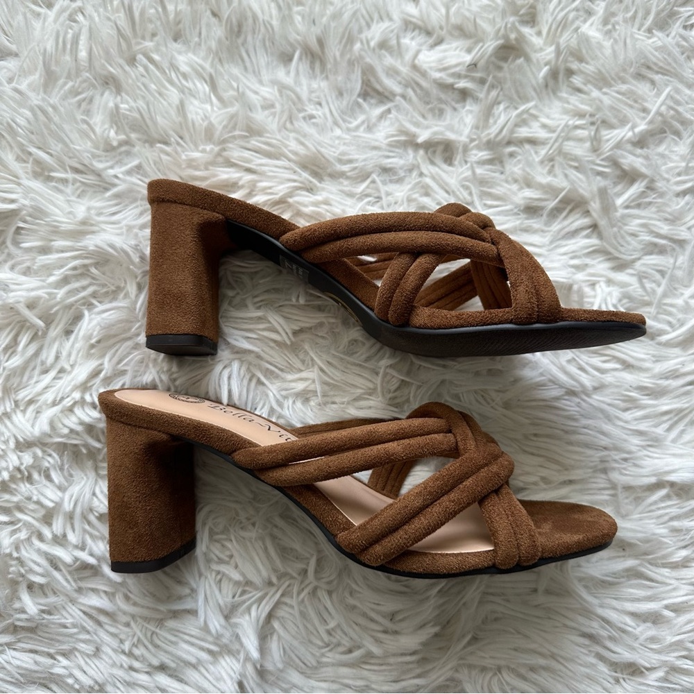 Bella Vita Carmen Heeled Slide Sandal Brown Suede New In Box Size 6.5 Narrow - Picture 4 of 7